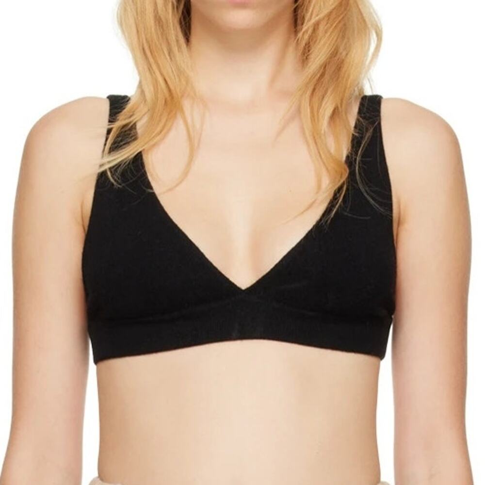 Lisa Yang Capucine Bralette 100% Cashmere Knit Triangle Bra Black One Size NWT